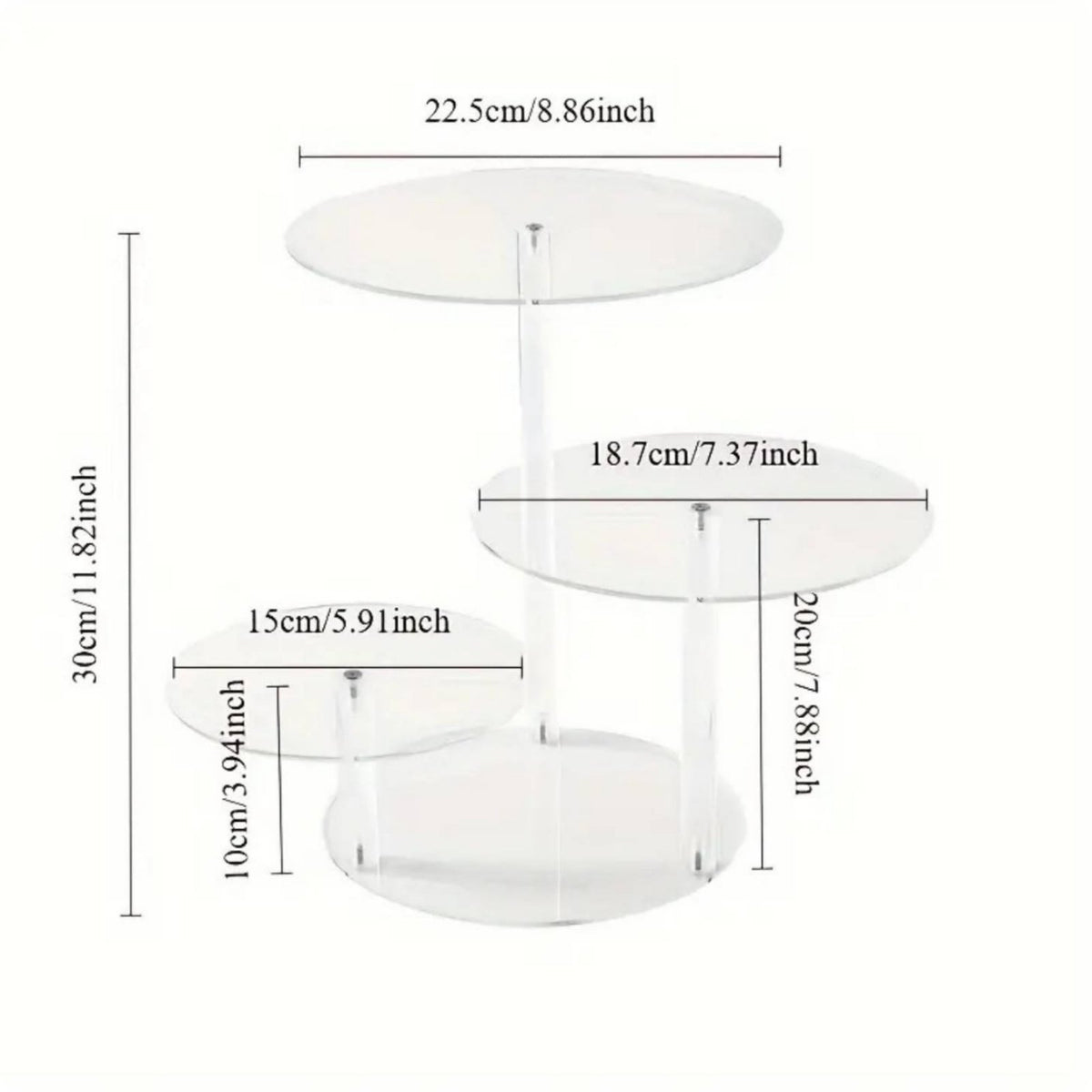 3-Tier Acrylic Cake Stand Easy Assembly Serving Ware for Weddings, Birthdays
