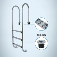 Stainless Steel 3-Step Pool Ladder Rustproof Pool Ladder with Step Pads Polished Long-Lasting for Swimming Pools
