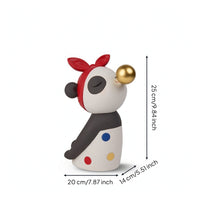 Panda Sculpture with Bubble Stylized Panda Figurine Adorable for Shelf, Desk