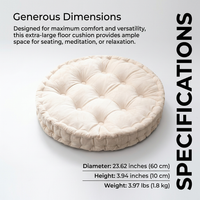 Round Floor Cushion, Thick Seat Pad for Living Room Floor, Meditation Cushion Ad #variant:Off-White