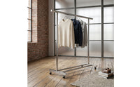 Floor-Standing Drying Rack with Shelf Heavy-Duty Rolling Clothes Rack Adjustable Furniture Portable for Laundry Room, Indoor