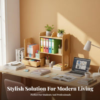 Expandable Bookrack Space Saving Adjustable Desk Hutch versatile for Hobbyists