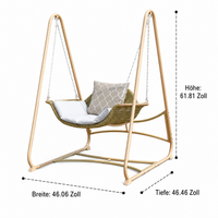 Hollywood Swing Chair, Rustic Garden Swing 178x68x73cm, Garden Furniture for Terrace, Gray/Beige