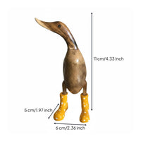 Wood-Grain Duck Figurine Dot-Pattern Duck Sculpture Lifelike for Garden