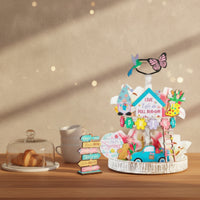 16 Pieces Easter Tiered Tray Ornaments Bright Colors for Kitchen Counter, Shelf