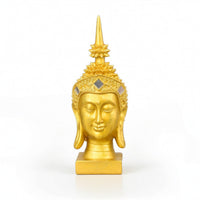 Golden Buddha Head Statue Decorative Buddha Head Statue Spiritual for Desktop