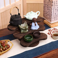 New Chinese Style Solid Wood Display Shelf for Tea Cups, Multi-layer Retro Tabletop Decor