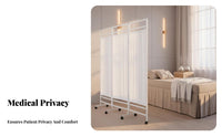 Foldable Design Wheeled Medical separater Mobile with casters Wheeled Privacy Partition Freestanding Folding Screen Multi-Panel Construction for Patients, Beauticians, Hospital, cosmetic parlor, Nursing Home, Dressing Area