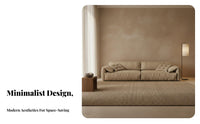 Straight-Line Sofa with Flared Armrests Wabi-Sabi design Upholstered Settee Minimalist Design Living Room Seating for Homeowners, pairs, perusing corner