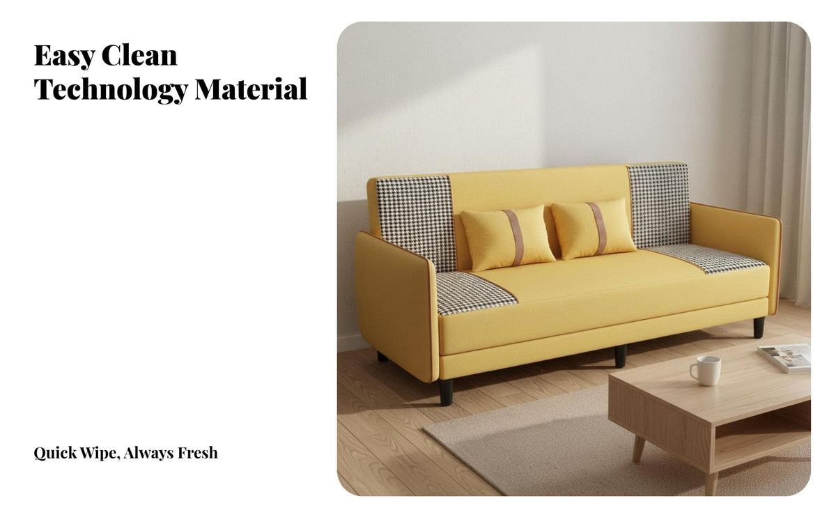 Foldable Design Folding Sofa Bed Easy Assembly Textile Futon Couch High-Density Sponge Cushion 3 in 1 Convertible Loveseat Solid Wood Frame for Small Space Dwellers, Homeowners, Office Workers