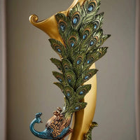 Peacock Vase Ornate Sculpture Tall for Living Room, TV Cabinet