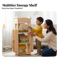 Rotating Book Shelf Large Capacity Bookshelf Stable Base for Apartment, Children