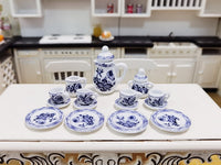 Mini Ceramic 15-Piece Tea Set for Dollhouse Pretend Play