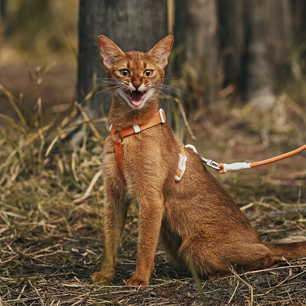 Adjustable Cat Harness and Kitten Walking Set, H-shaped Textile Strap Outdoor Cat Harness, Secure Non-Retractable Leash for Outdoor Walking