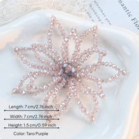 Intricate Design Crystal Flower Embellishment Korean Design Beaded Snowflake Applique Handmade Sew-on Crystal Flower Elegant for Jewelry Makers, Clothing Decoration, Hair Accessories