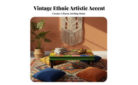 2 Pieces Hand-Painted Floor Desk Colorful Design Low Table Handmade Versatile for Residents, Window Nook Window, Living Room