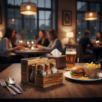 Farmhouse Condiment Holder Solid Wood for Restaurant, Dining Table