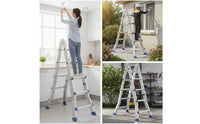 Multi-Purpose Multipurpose Ladder Aluminum Foldable Ladder Space-Saving Heavy-Duty for Contractors, Garage