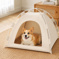 Waterproof Outdoor Cat House, Pet Tent with Removable Mat, All-Season Washable Fabric Coffee Cat House for Garden