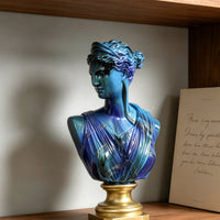 Blue Resin Bust Statue Polyresin Finish Blue Deity Bust Classical Design