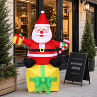 Inflatable Santa with Gift Box Giant Santa with Gift Box Christmas Inflatable Stable Outdoor Decoration Festive for Yard, Lawn