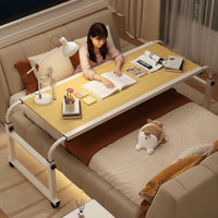 Adjustable Overbed Desk Multi-Functional Cross Bed Study Table Mobile Bed Table Easy Assembly Rolling Laptop Cart for Dorm Room