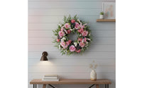 flower wreath Pink Rose and Blueberry Wreath Flower Garland for Wall Decor, Farmhouse, Wedding