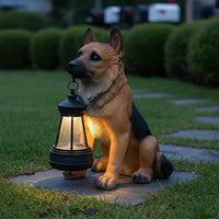 German Herder Statue Light Weather Resistant Creature Lawn Ornament Lamp