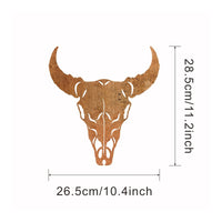 Bull Skull Wall Decor Rust-Like Finish Horned Skull Silhouette Openwork