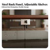 Solid Wood Amplifier Cabinet Lockable Wooden Stereo Cabinet with Lock Heavy Duty Construction AV Component Rack for Audiophiles, KTV, Conference Room