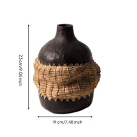 Resin Vase with Woven Band Rustic Table Centerpiece Vase Antique-Inspired