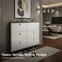 Footwear Storage Unit Thin Design Tipping Drawer Shoe Cabinet Large Capacity Engineered Wood Suitable for Apartment Dwellers Homeowners Hallway Living Room