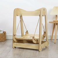 Wooden Cat Bed and Cat Cradle with Density Board, Freestanding Swing Style Indoor Furniture, Elevated Cat Hammock for Indoor Use, 2kg Weight
