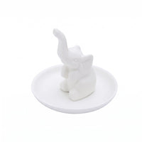 Elephant Jewelry Tray Glossy Ceramic Band Holder Small Accessories