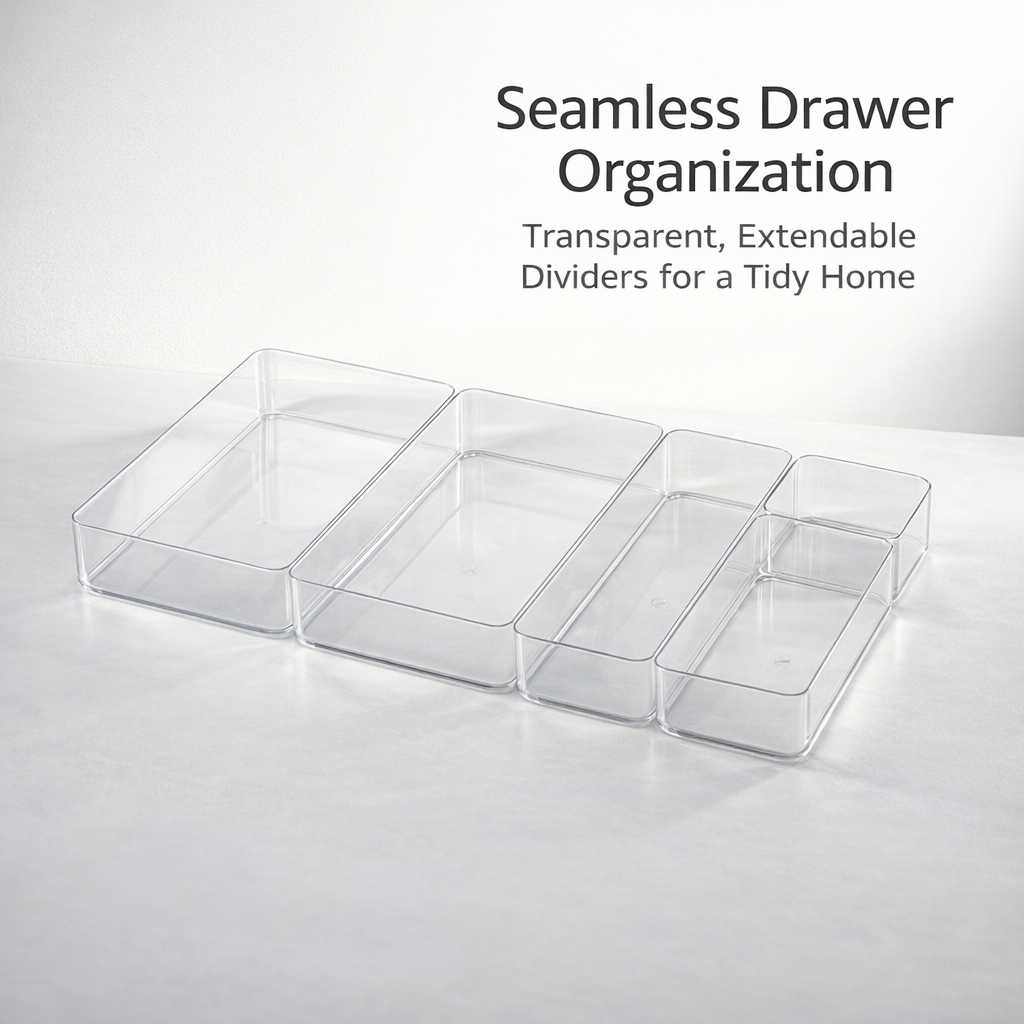 Kitchen Drawer Dividers Organizer, Adjustable Expandable Clear Acrylic Storage, Bedroom Separator Insert Set, Office Desktop Compartments