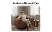 Wabi-Sabi Design Curved Teddy Armchair Nordic aesthetic Upholstered Barrel Chair Boucle Fabric Home Seating Ergonomic Backrest for Homeowners, Interior Designers, Living Room, studying corner, Lounge Area, Apartment