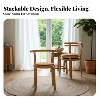 Woven Backrest Chair Nordic Design Indoor Furniture Stackable Space-Saving for Homeowners, Renters