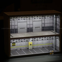 1:64 Light and Shadow Scene Two-Story Garage with Underground Parking Lot for Model Cars