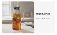 Large Capacity Hammered Glass Pitcher Heat Resistant Borosilicate Glass Tea Pot Safe for Families, Hosts, Kitchen, Bedside, Dining Table