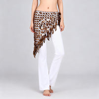 Belly Dance Hip Scarf with Copper Discs and Triangle Design for Practice