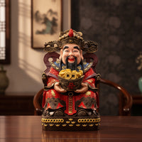 Prosperity Deity Statue Tabletop Deity of Prosperity Statue Ornate Figure with Golden Ingot for Business Owners, Collectors