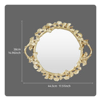 Tray with Ginkgo Border Versatile Mirrored Tray Large for Coffee Table, Wedding