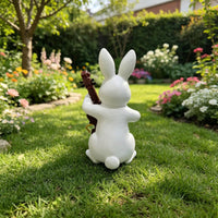 Rabbit Violin Figurine Smooth Finish Bunny Sculpture Decorative for Home Display