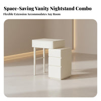 Space-Saving expandableable Vanity Set with Cabinet Minimalist aesthetic Dressing Table Ample Storage Makeup Desk Modern Design for Apartment Dwellers, Young Adults, Gift Givers, Small Living Spaces, Dorm Room