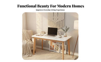 Stable Design Solid Wood Home Office Desk Multi-Purpose Solid Wood Leg Desk Strong Load-Bearing Minimalist Study Table Spacious Desktop for Students, Telecommute Workers, Professionals, Bedroom, Dorm Room