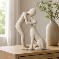 Dog Hug Sculpture Minimalist Dog Sculpture Polished for Shelf, Tabletop