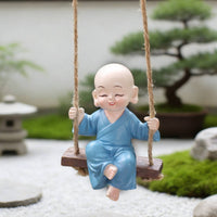Car Rearview Mirror Hanging Ornament Creative Design Resin Buddha Boy Statue
