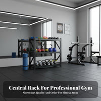 Kettlebell Dumbbell Ball Rack Comprehensive Organization Dumbbell Kettlebell Exercise Mat Storage Rack Space Saving Workout Equipment Organizer