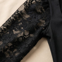 Swimsuits for Women Modest Long Sleeve Swim Dress, Elegant Polyester with Lace Overlay, Square Neck Design for Park Fun