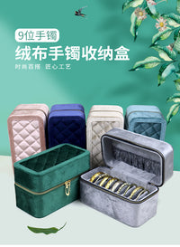 便携首饰拉链大容量手镯盒子多位收纳箱家用翡翠镯子玉手镯收纳盒